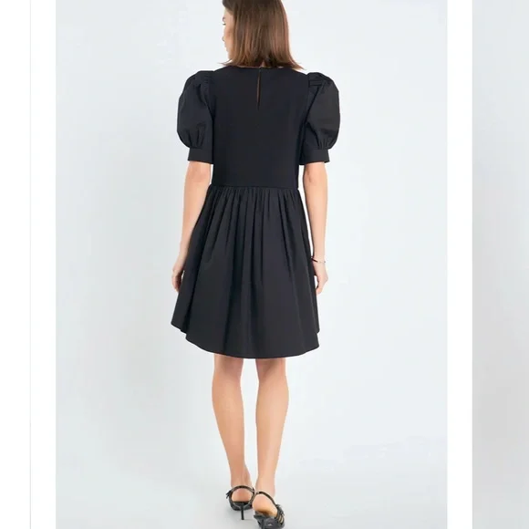 Sold! English Factory Black Puff Sleeve Mini Dress - Picture 4 of 14